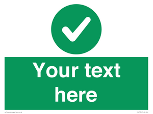 Custom green background, green circle with tick